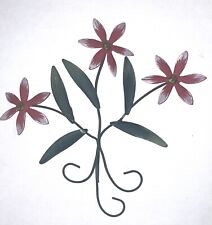 Vintage Metal Art Wall Hanging Decor Flowers Branches 6”x6” picture