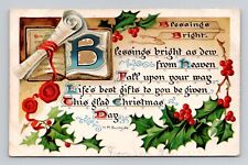 Postcard Blessing Bright Yuletide by Raphael Tuck no 104, Unposted Antique C2 picture