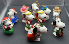 RARE Set of 10 Vintage Ceramic  Snoopy Hanging Christmas Ornaments  1958 1966 picture