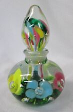 BEAUTIFUL HAND-BLOWN GLASS PERFUME/PAPERWEIGHT MULTI-COLOR FLOWERS picture