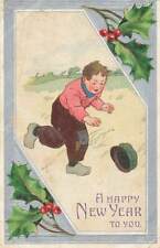 c1910 Boy Chasing Wind New Year P325 picture
