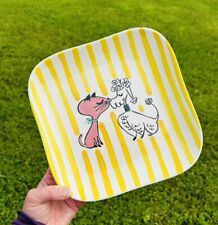 1950's HOLT HOWARD Vintage PUSS and POODLE Cat & Dog Kissing Square Plate RARE picture