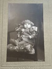 1921 Large Cabinet Card Photo Baby On Chair 25x17cm picture