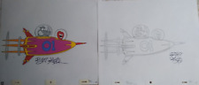 ONE CRAZY SUMMER -DELETED SCENE  RHINO IN ROCKET #RO14  CEL W/ MATCHING DRAWING picture