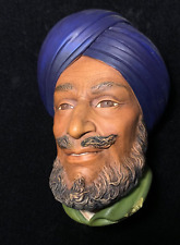 Vintage Bossons chalkware head~ SIKH w/ blue Turban ~ Congleton, England picture