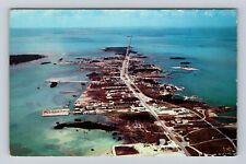 Marathon FL-Florida, Aerial View Seven Mile Bridge Overseas Hwy Vintage Postcard picture
