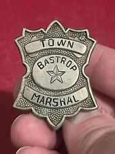 Vintage BASTROP TEXAS Law Badge TOWN MARSHAL Engraved Cntr Star OLD ESTATE FIND picture