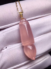 4.6g Natural Pink Rose Carved Gumiho Crystal Necklaces Pendant With Strand AAAA picture