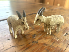 1987 Wolf Creek Folk Art Goat Mates Ark Biblical Miniature Wood Resin Pair picture