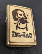 All Brass Zig Zag Zippo Lighter Enameled Letters Steel Gray- All Brass 420 Fired picture