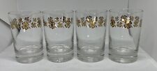 MID CENTURY MODERN SMALL DRINKING GLASSES WITH GOLD LEAF SHAMROCKS IRISH ST OF 4 picture