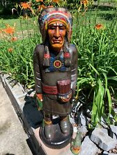 WOODEN CIGAR STORE INDIAN, (3FT TALL) BEAUTIFUL COLOR & QUAILTY, VERY NICE COND. picture