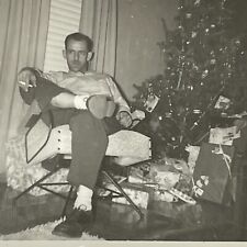 1D Photograph Handsome Man Cigarette Portrait Christmas Tree 1955 picture