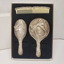 Vintage  Godinger 3 Piece Vanity Set Silverplate Ribbon/ Bow Pattern picture