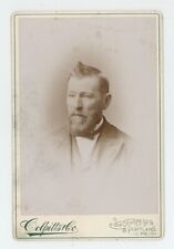 Antique c1880s ID'd Cabinet Card Bearded Man Named Richard Sylvester Portland ME picture