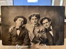 Handsome Brothers Three Piece Suit RPPC Photo Postcard Smoking 1910s s461 picture