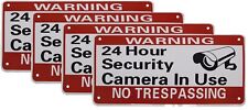 Set of 4 Warning 24 Hour Security Camera In Use Red White 6