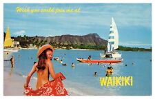 Vintage Wish You Could Join Me Waikiki Hawaii Postcard Beach Unposted Chrome picture
