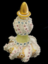 Vintage/Antique Porcelain Scent Bottle-Applied Mini Flowers w/ Gold Design #1656 picture