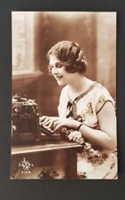 Typing Woman Vintage Postcard RPPC Made In France Early 20th Century P1324 picture