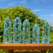 Wholesale Lot 1 Lb Blue Crackle Glass Obelisk Tower Crystal Wand Energy picture