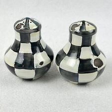 Vintage MacKenzie-Childs Courtly Check Small Salt and Pepper Shakers picture