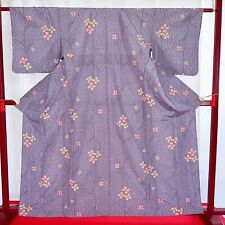 Japanese Kimono 'KOMON' Polyester/Purple/Flower/Washable kimono/Traditional picture