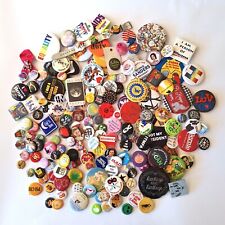 LARGE LOT PINBACK BUTTONS BIG VARIETY VINTAGE TO MODERN ALL SIZES COLORS MIXED picture