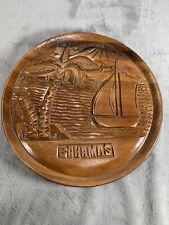 Vintage BAHAMAS Island Vibe 3D Carved Wood Souvenir Plate picture