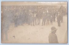 RPPC Large Group Men Children Event Unknown Location Real Photo Postcard picture