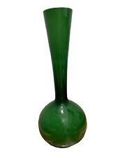 Vintage MCM Emerald Green White Bud Vase MId Century 10