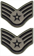 2 Pair US Air Force Staff Sergeant Rank Chevron ABU Patches - Female picture