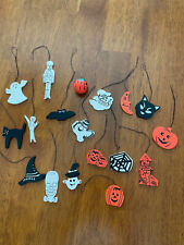 Lot of 18 Miniature Halloween Wooden Ornaments Double Sided Holiday Christmas picture