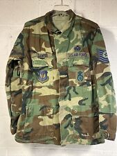 1988 US Air Force USAF Uniform Jacket Hot Weather Woodland Patches Vet Sawyer picture