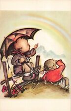 Alfred Mainzer Little Folks Hummel Like 2 Little Boys Umbrella Vintage Postcard picture