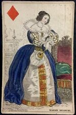 c1850 Hand Colored Steel Engraved Antique Playing Cards Historic Court Single picture