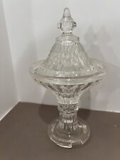 French Cut Crystal Glass Lidded Candy Footed Dish with Lid Compote Dish picture