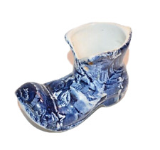 Vtg James Kent Staffordshire England Old Foley Porcelain Shoe Boot Blue picture