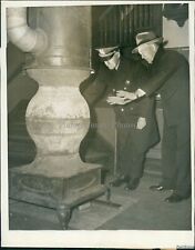 1944 Sgt Mark Munroe Ofc Frank Jensen At Pot-Bellied Stove Police 7X9 Photo picture