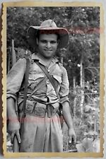 40s Vietnam War SAIGON FRENCH ARMY SOLDIER JUNGLE RIFLE B&W Vintage Photo 1215 picture