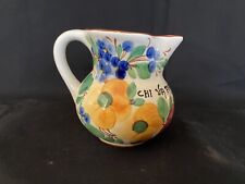 VINTAGE Italian/ Portugese CERAMIC  POTTERY PITCHER hand painted floral design  picture