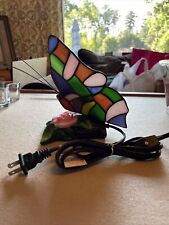 Tiffany Style  Butterfly Table Lamp Decorative Used 6 Inches High picture