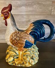 Large Ceramic Cookie Jar Rooster Chicken Realistic Feathers Great Color picture