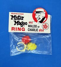 Mr MISTER MAGOO AND WALDO OR CHARLIE TOY RING**UNOPENED**COMPLETE**1960s**RARE** picture