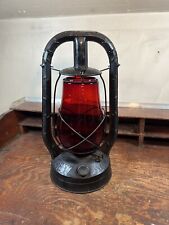 Vintage Dietz Monarch Lantern NY USA Red Glass Globe Lantern Tubular Barn Lamp picture