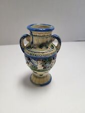 Vintage Japanese Majolica Hand Painted Mid Century Vase Angels Myths picture