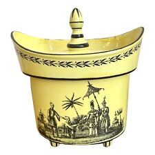 VINTAGE MOTTAHEDEH CREIL FOOTED URN FROM ITALY YELLOW AND BLACK ANTIQUE picture