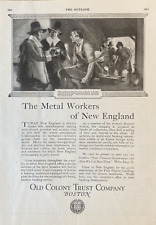 1920 Old Colony Trust Co Vintage Print Ad Pilgrims Metal Workers 9x12