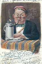 Heidelberg fencing school student with scars caricature pipe & beer humor 1902 picture