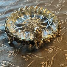 Vintage Glass Sunflower Trinket Dish With Cherub picture